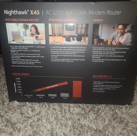 Netgear Nighthawk X4s AC3200 WiFi Cable Modem Router - Picture 4 of 6